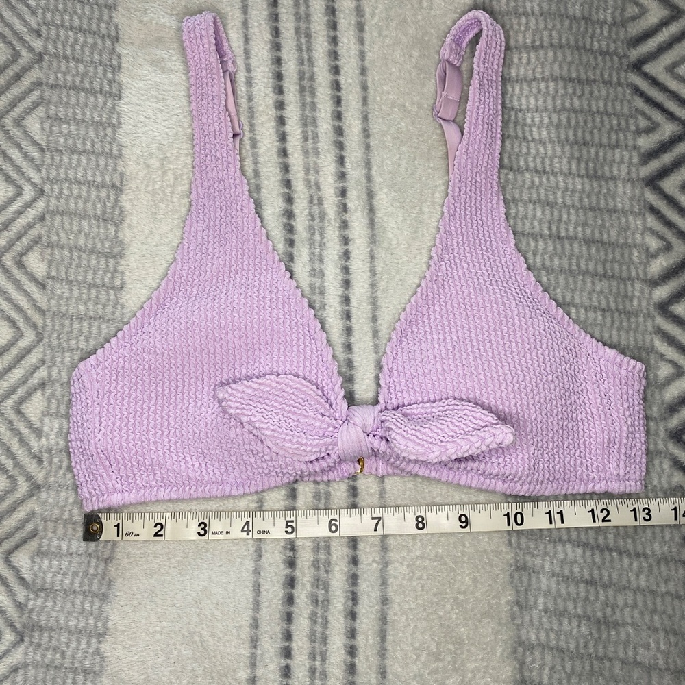 Lively Ruched Plunge Bralette & High Waist Swimsuit Bikini Lilac Size M NWOT - Picture 10 of 16